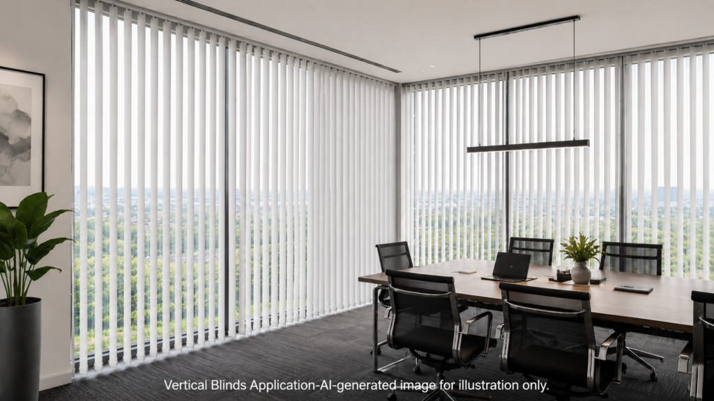 Vertical blinds supplied by BALUM for residential and commercial applications

